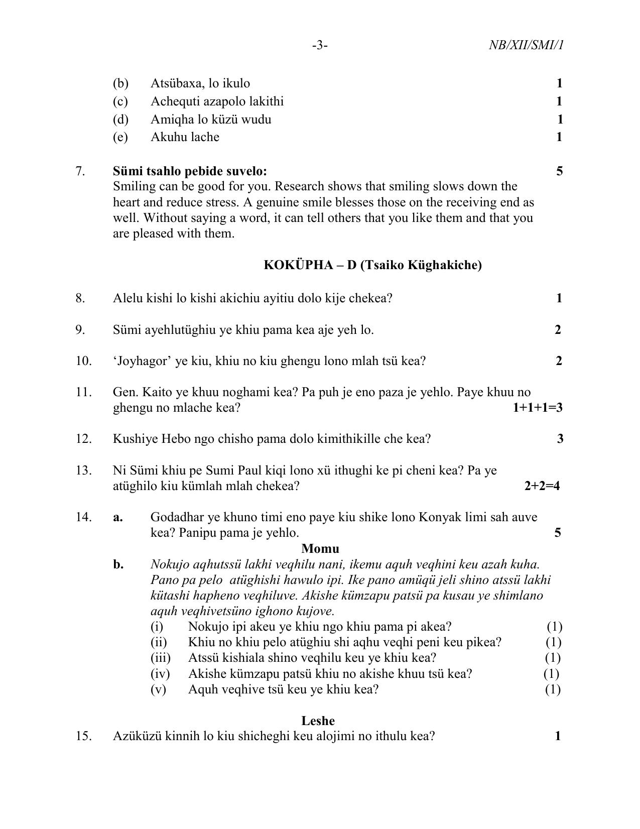 Nagaland Board Class 12 Sumi (SUTSAH) 2021 Question Paper - Page 3