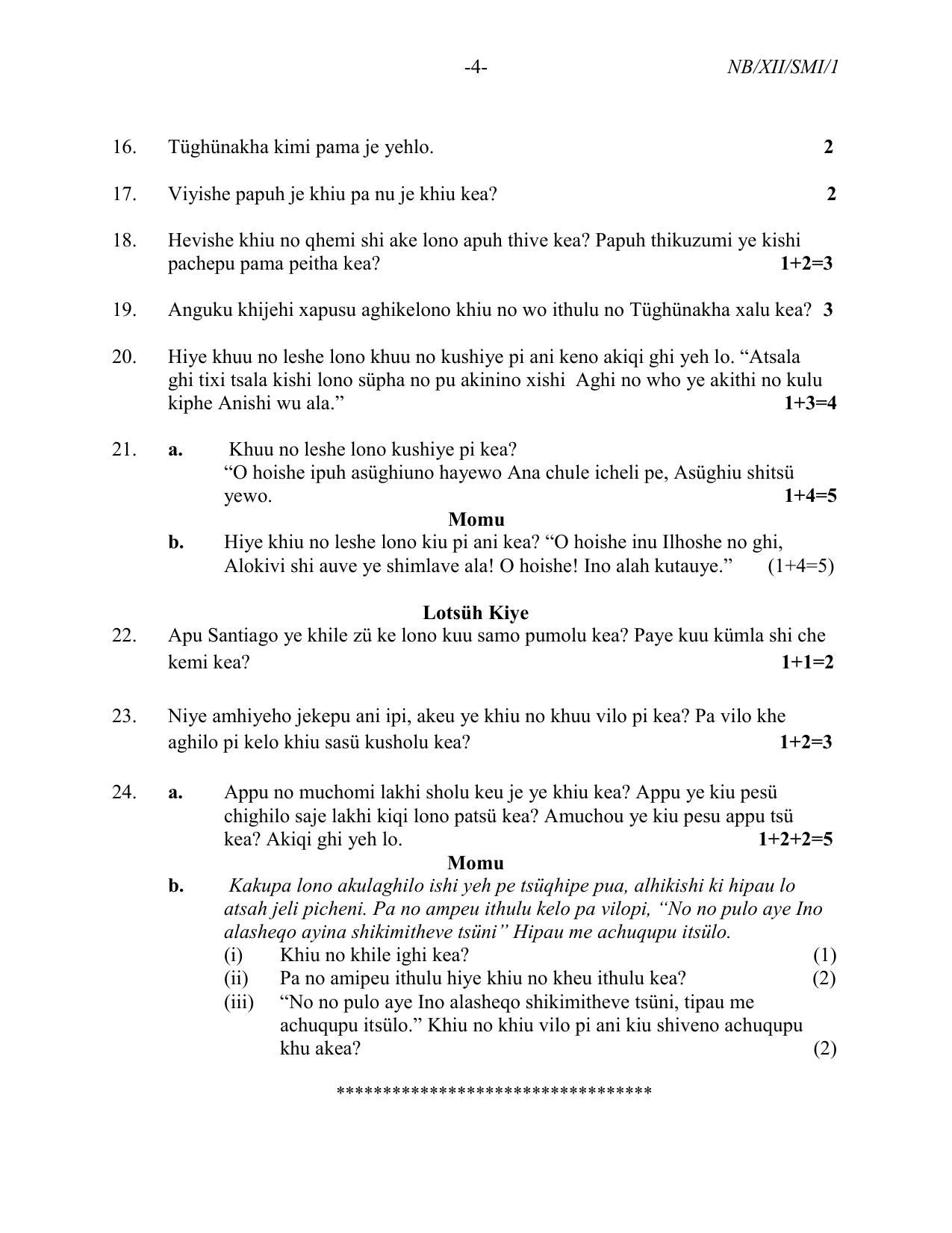 Nagaland Board Class 12 Sumi (SUTSAH) 2021 Question Paper - Page 4