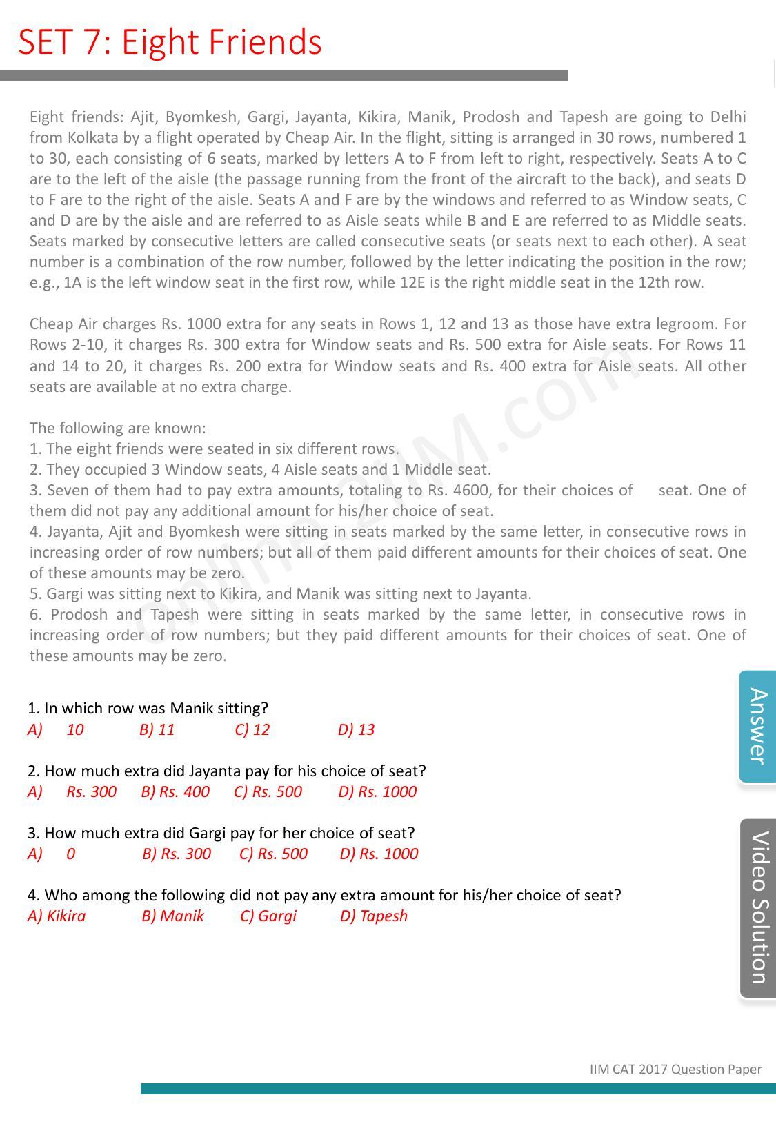 CAT 2017 CAT DILR Slot 2 Question Paper - Page 8