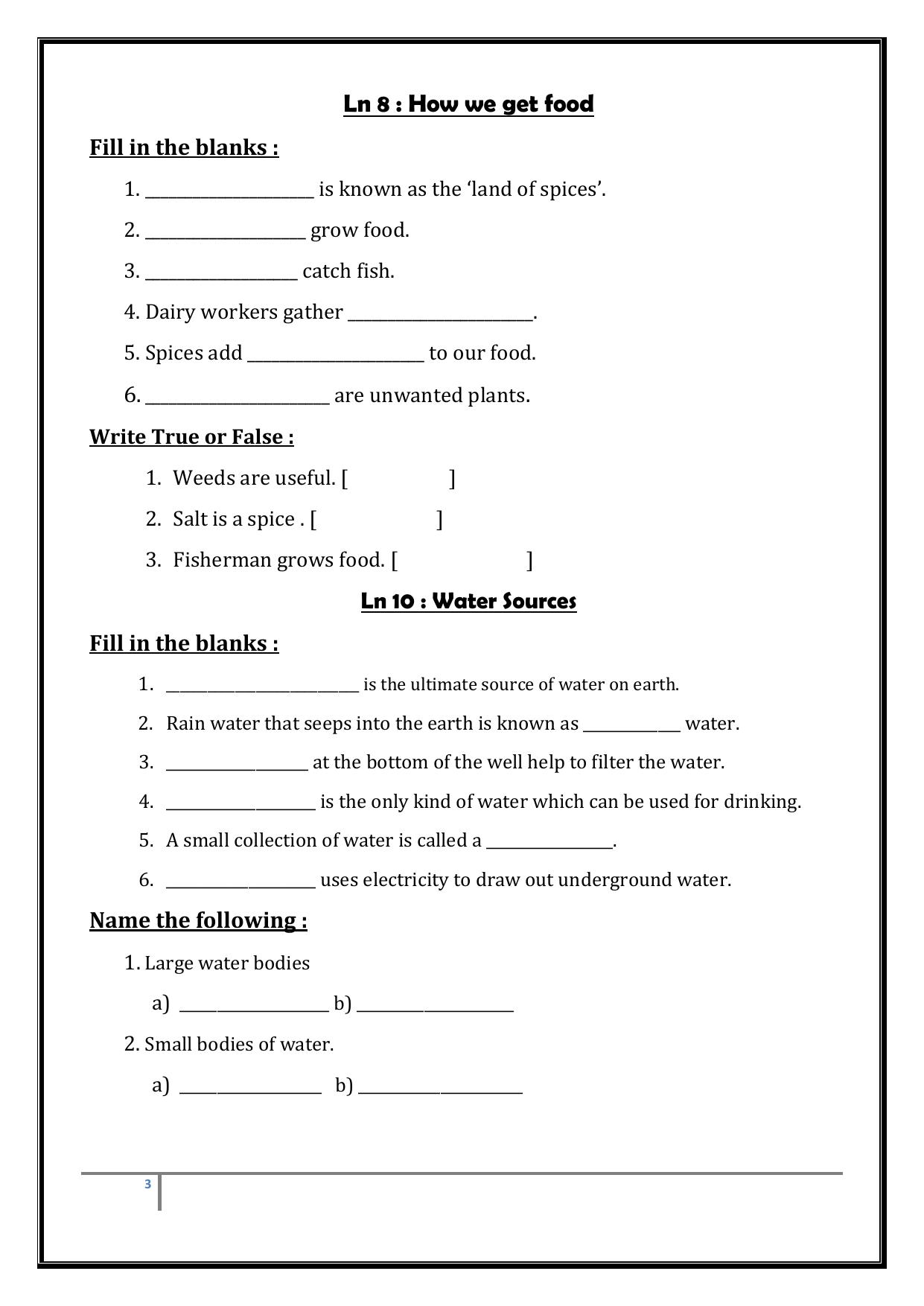 Worksheet for Class 4 Environmental Studies Our Sense Organs Assignment - Page 3