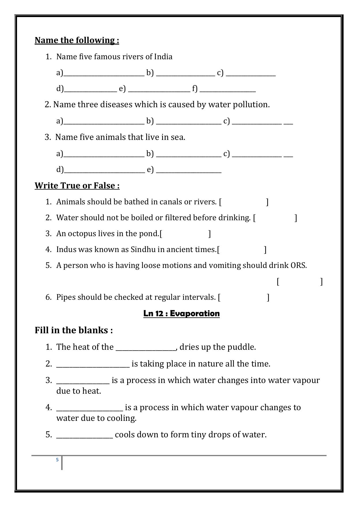 Worksheet for Class 4 Environmental Studies Our Sense Organs Assignment - Page 5