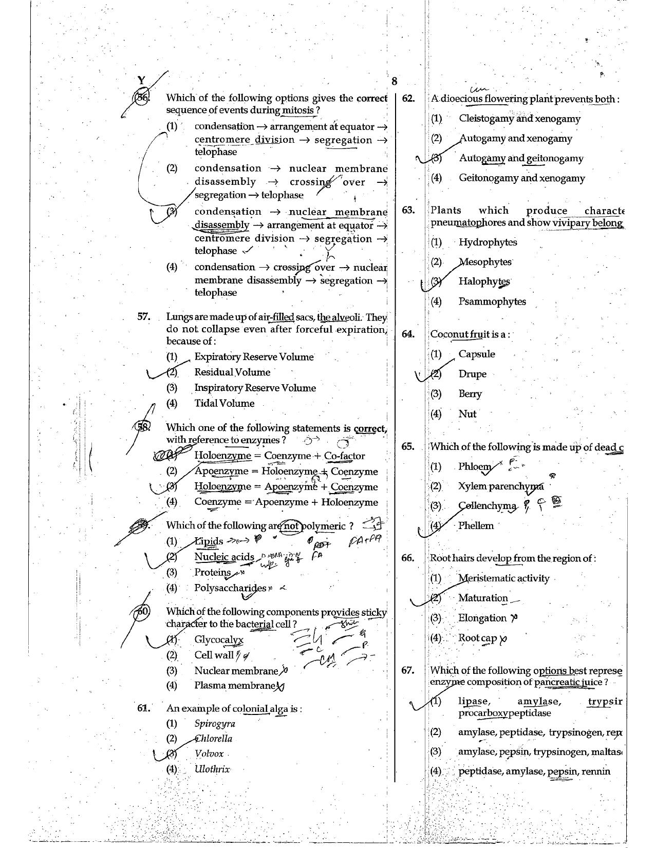 NEET Code Y 2017 Question Paper - Page 8