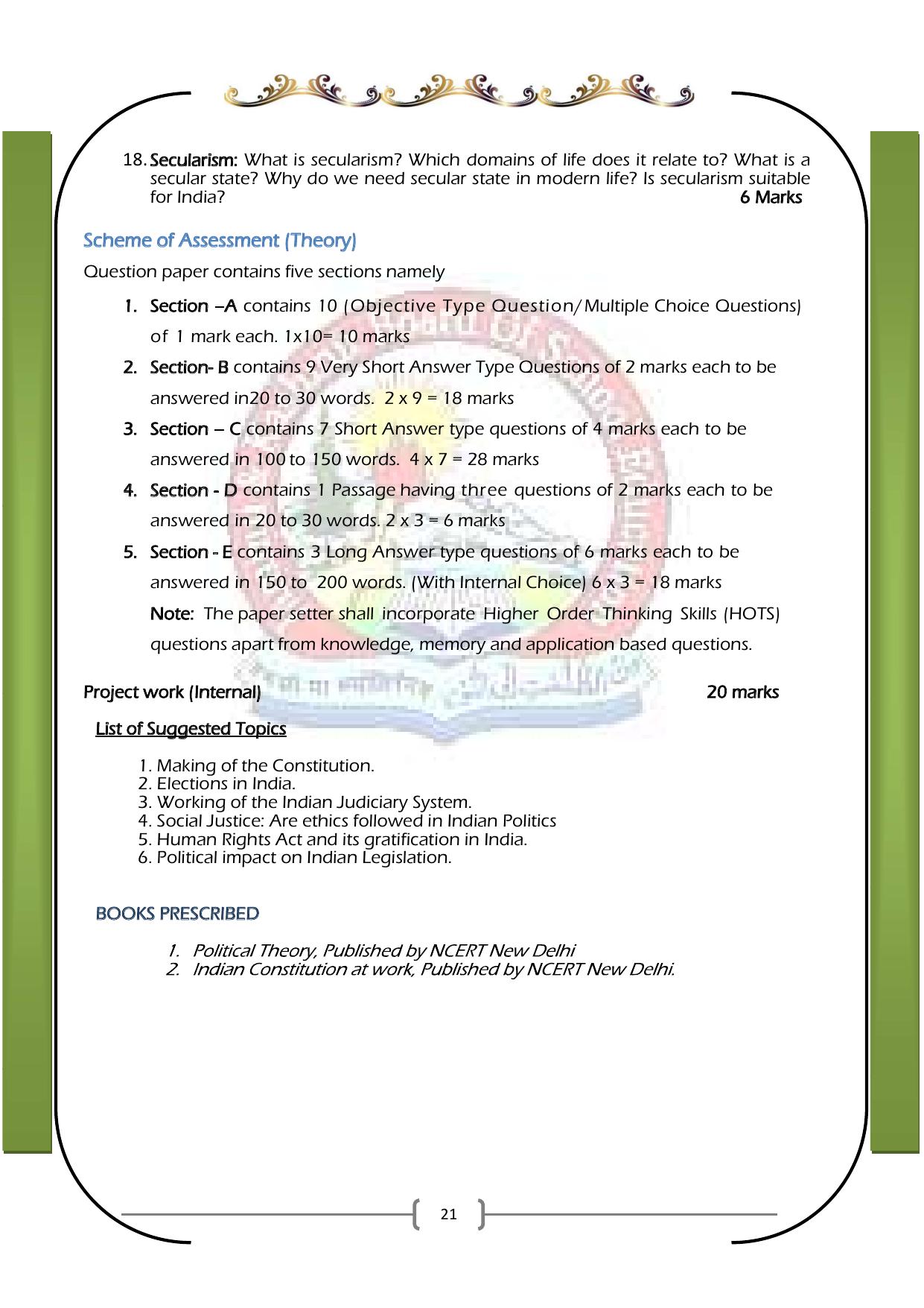 JKBOSE Class 11 Syllabus for JK & Ladakh (2024-25) - Page 29