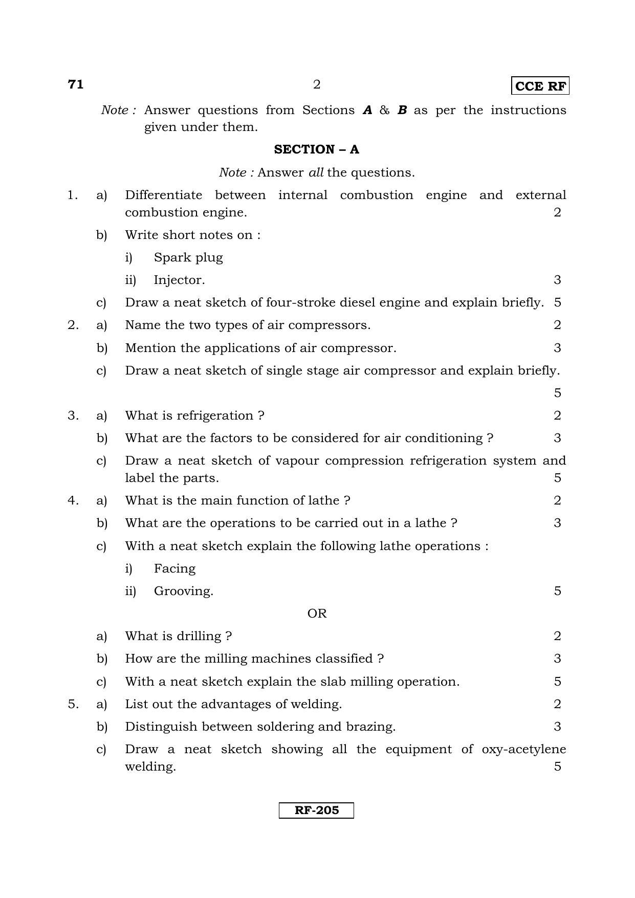 Karnataka SSLC ELEMENTS OF MECHANICAL AND ELECTRICAL ENGINEERING - (71 CCE RF_J1) April 2018 Question Paper - Page 2