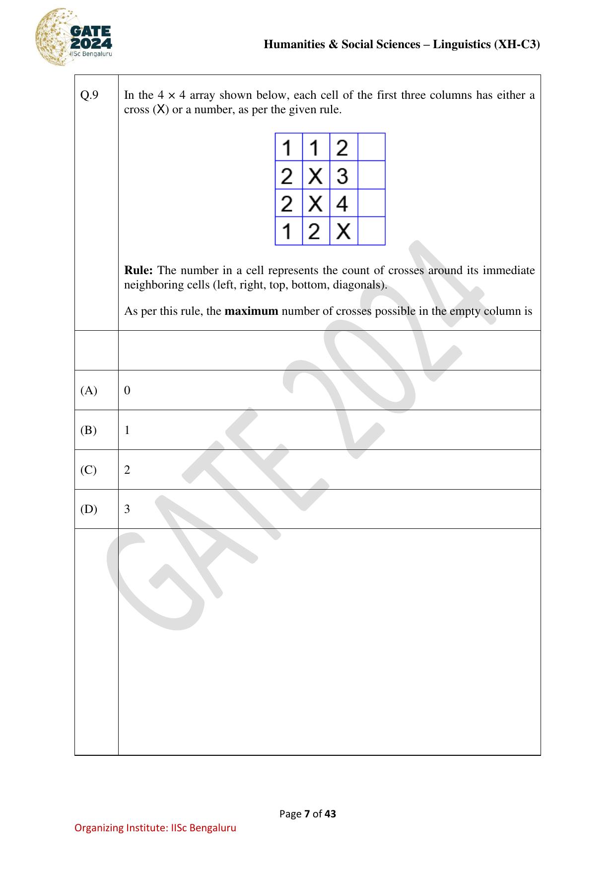 GATE 2024 Humanities & Social Sciences - Linguistics (XH-C3) Question Paper - Page 7