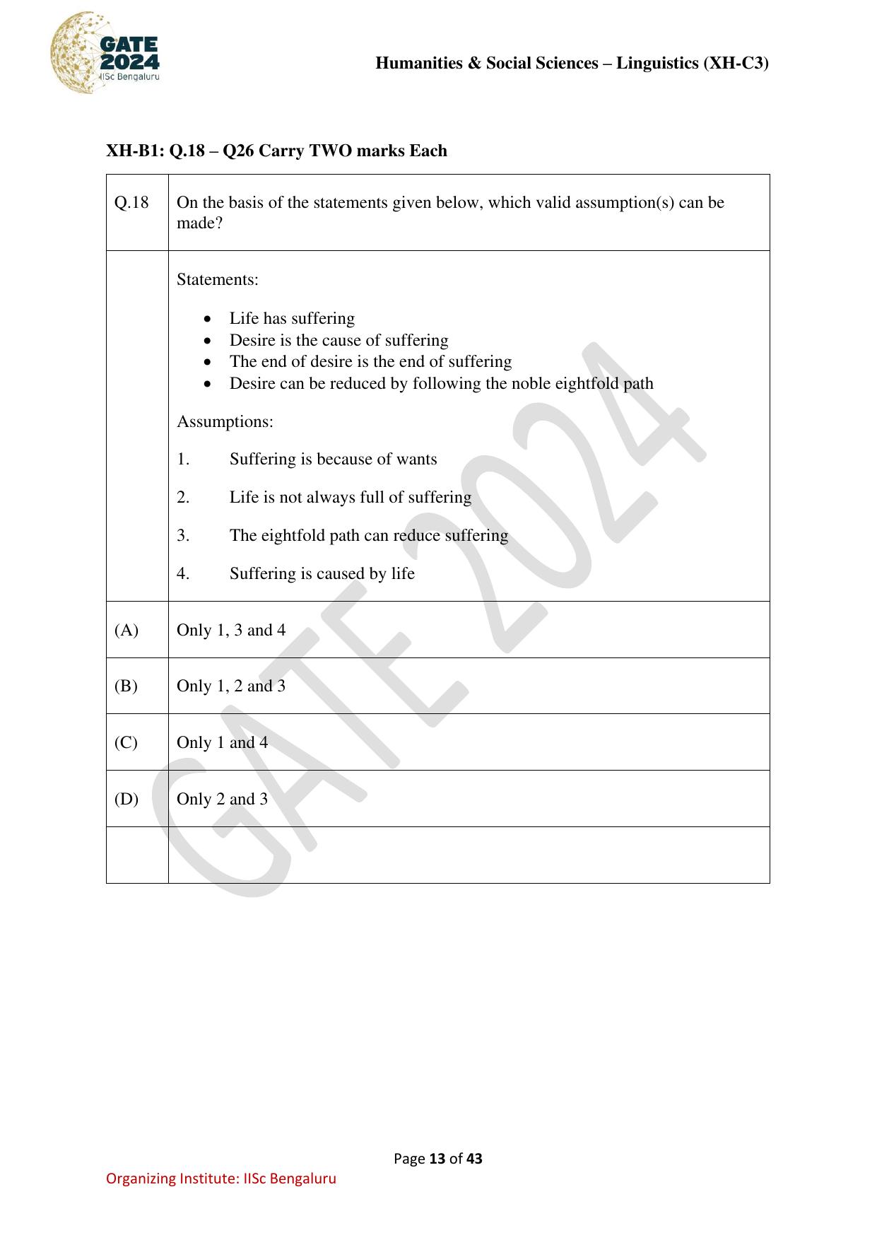 GATE 2024 Humanities & Social Sciences - Linguistics (XH-C3) Question Paper - Page 13