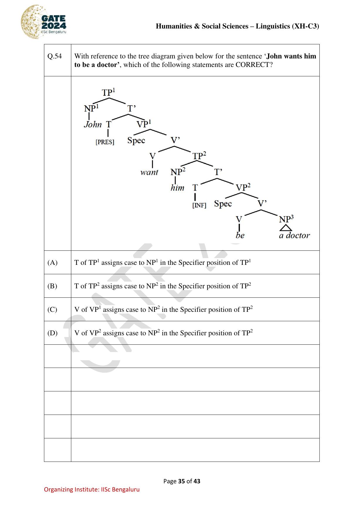 GATE 2024 Humanities & Social Sciences - Linguistics (XH-C3) Question Paper - Page 35