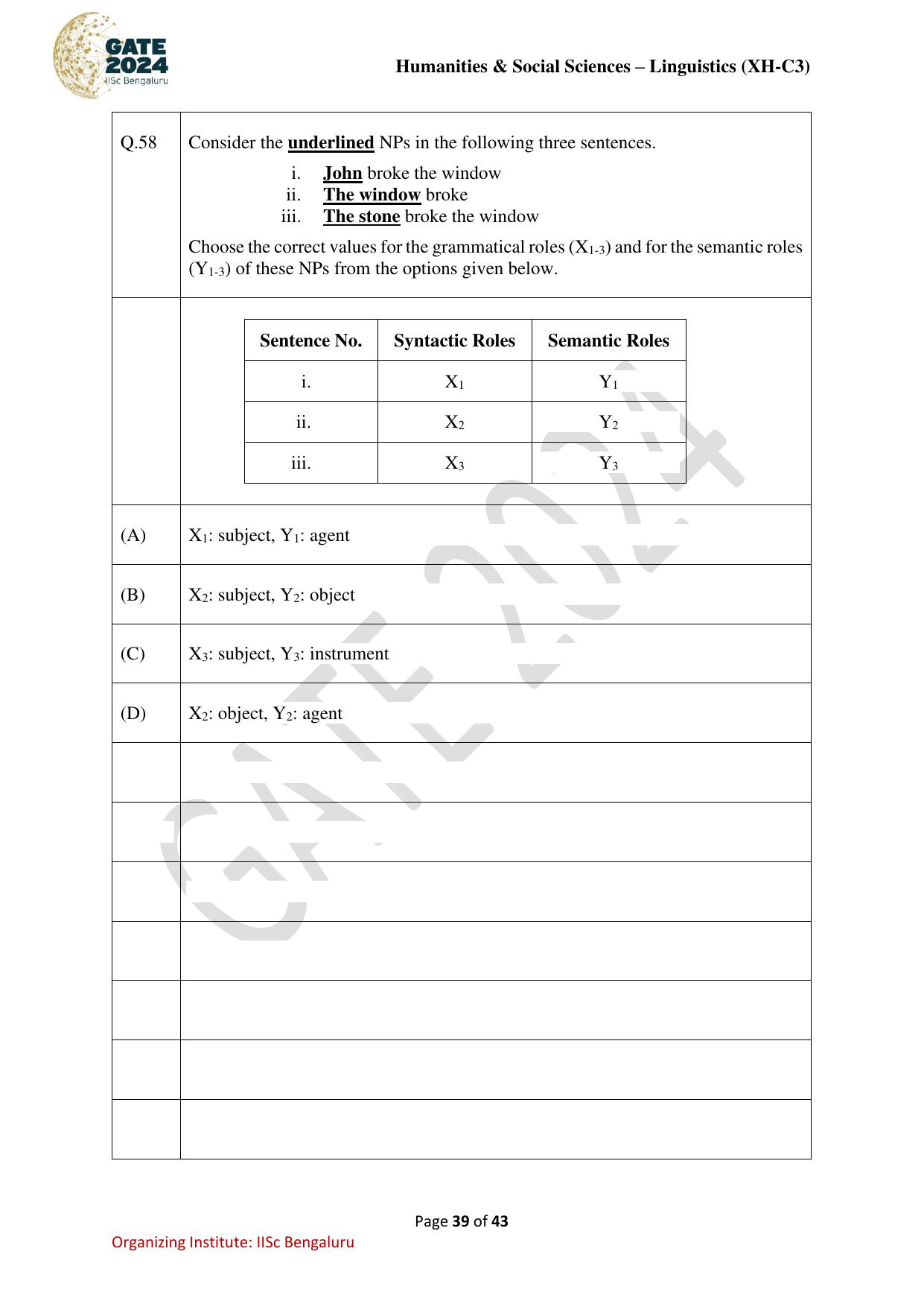 GATE 2024 Humanities & Social Sciences - Linguistics (XH-C3) Question Paper - Page 39