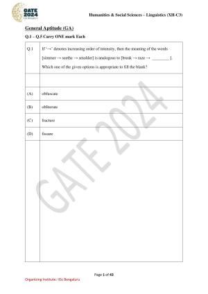 GATE 2024 Humanities & Social Sciences - Linguistics (XH-C3) Question Paper