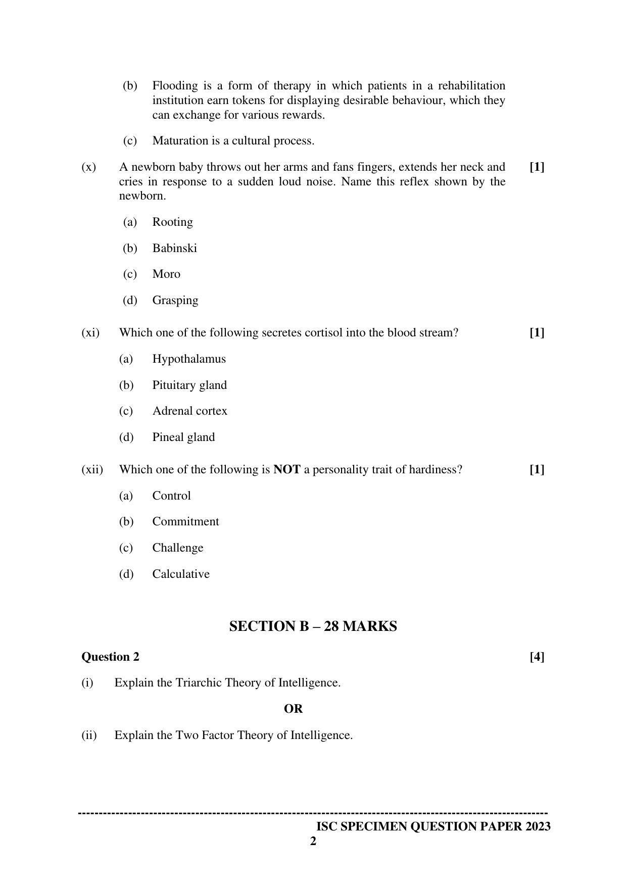 ISC Class 12 Psychology Sample Paper 2023 - Page 2