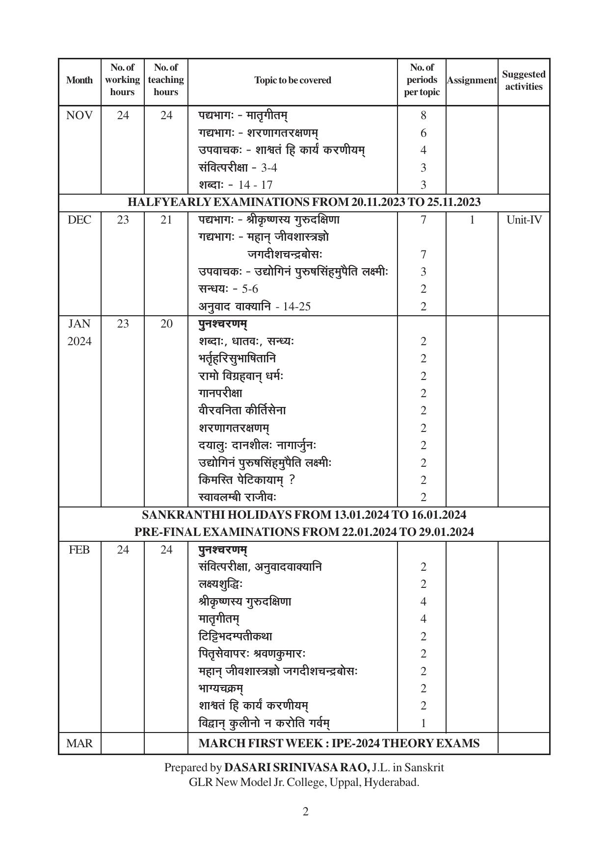 Telangana Board: TS Inter 1st Year SANSKRIT Syllabus - Page 2