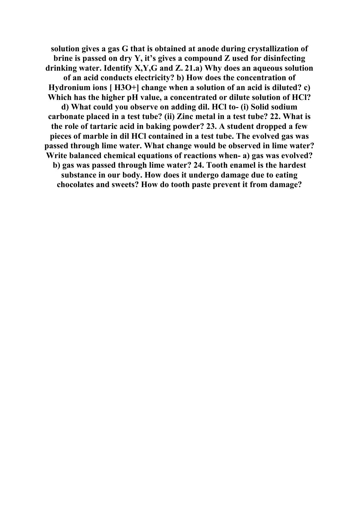 CBSE Worksheets for Class 10 Science Acids Bases and Salts Assignment - Page 2