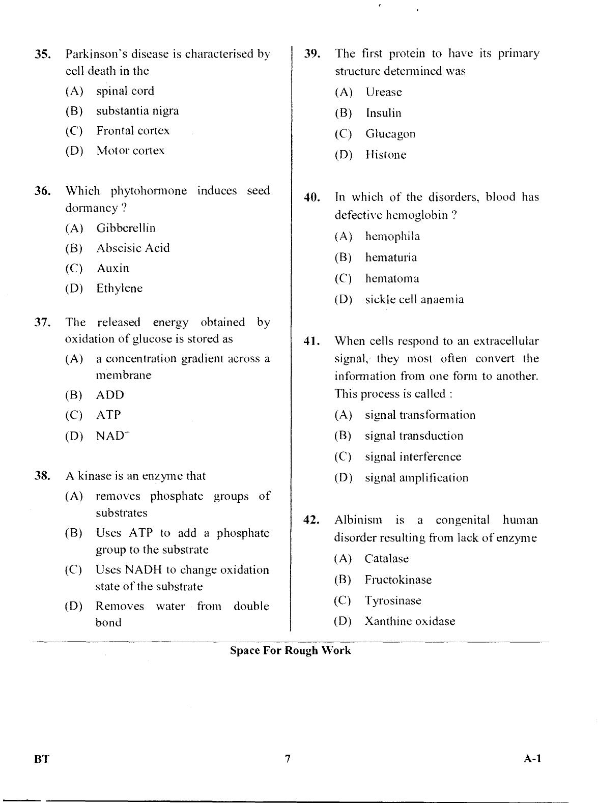 Karnataka PGCET 2017 Biotechnology Question Paper - Page 6
