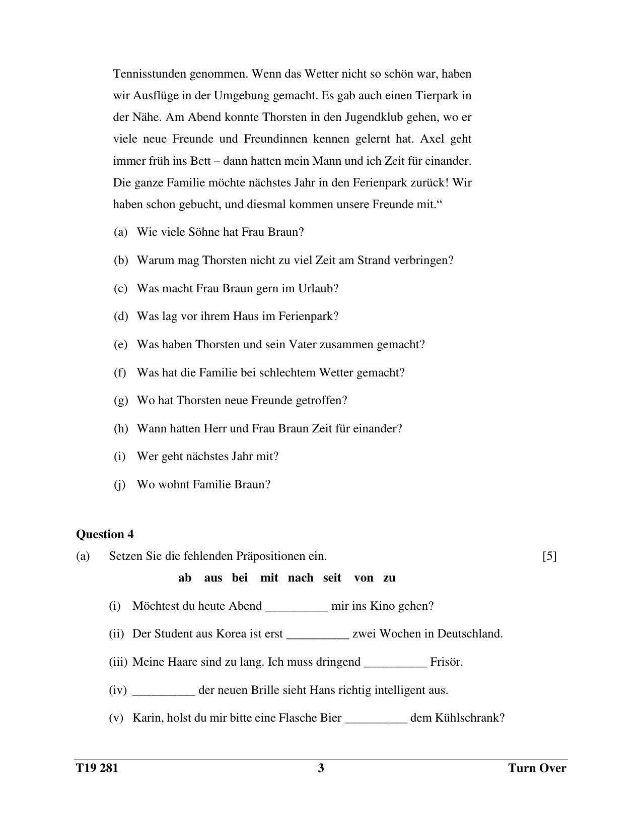 ICSE Class 10 German (Second Language) 2019 Question Paper - Page 3