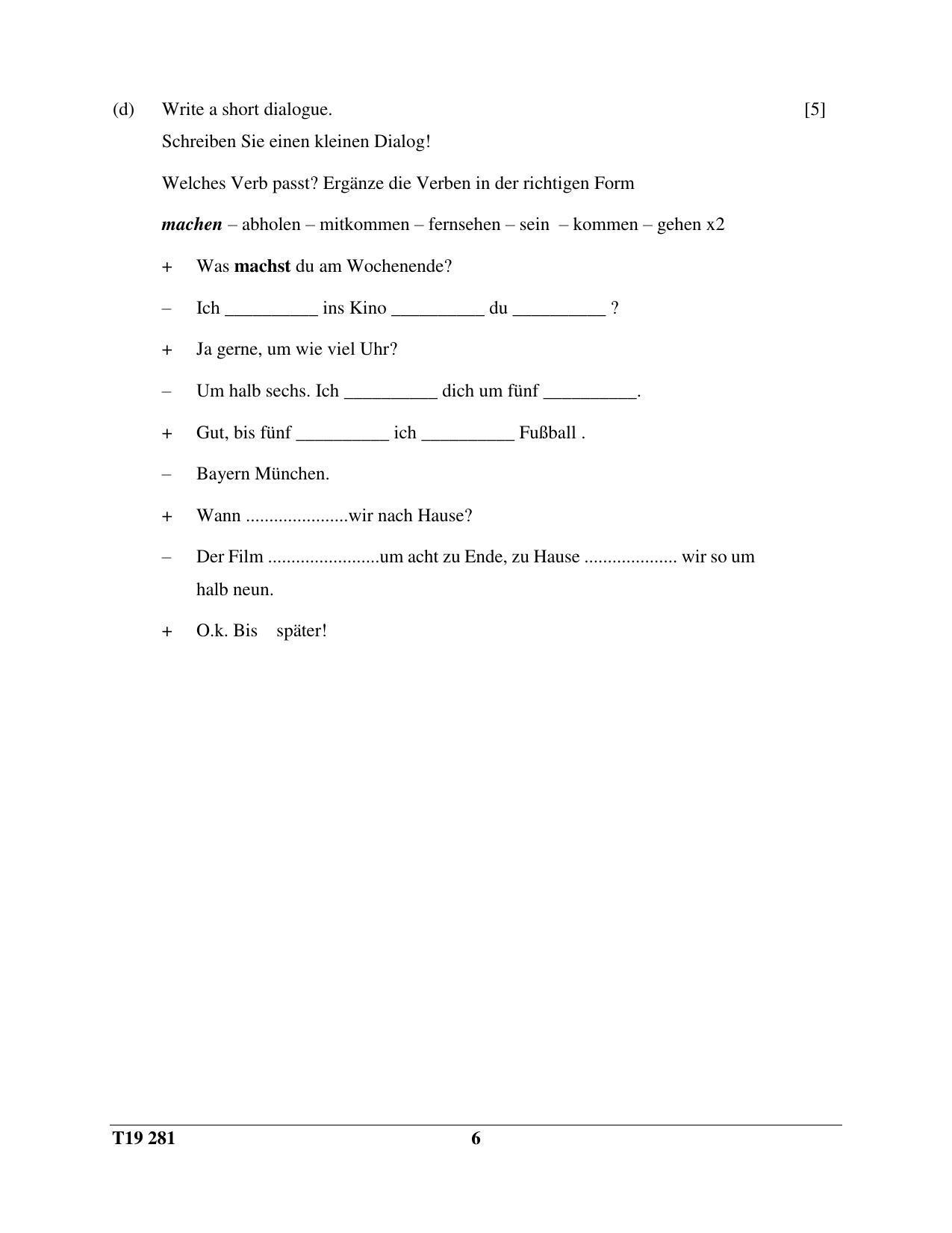 ICSE Class 10 German (Second Language) 2019 Question Paper - Page 6