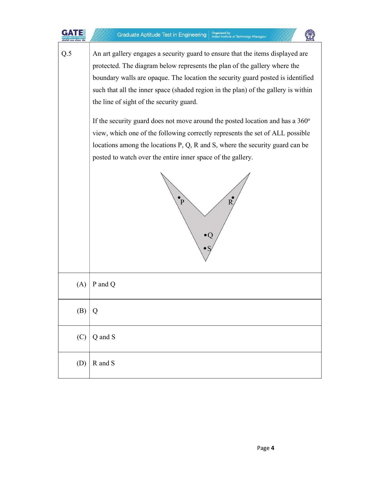 GATE 2022 Statistics (ST) Question Paper - Page 4