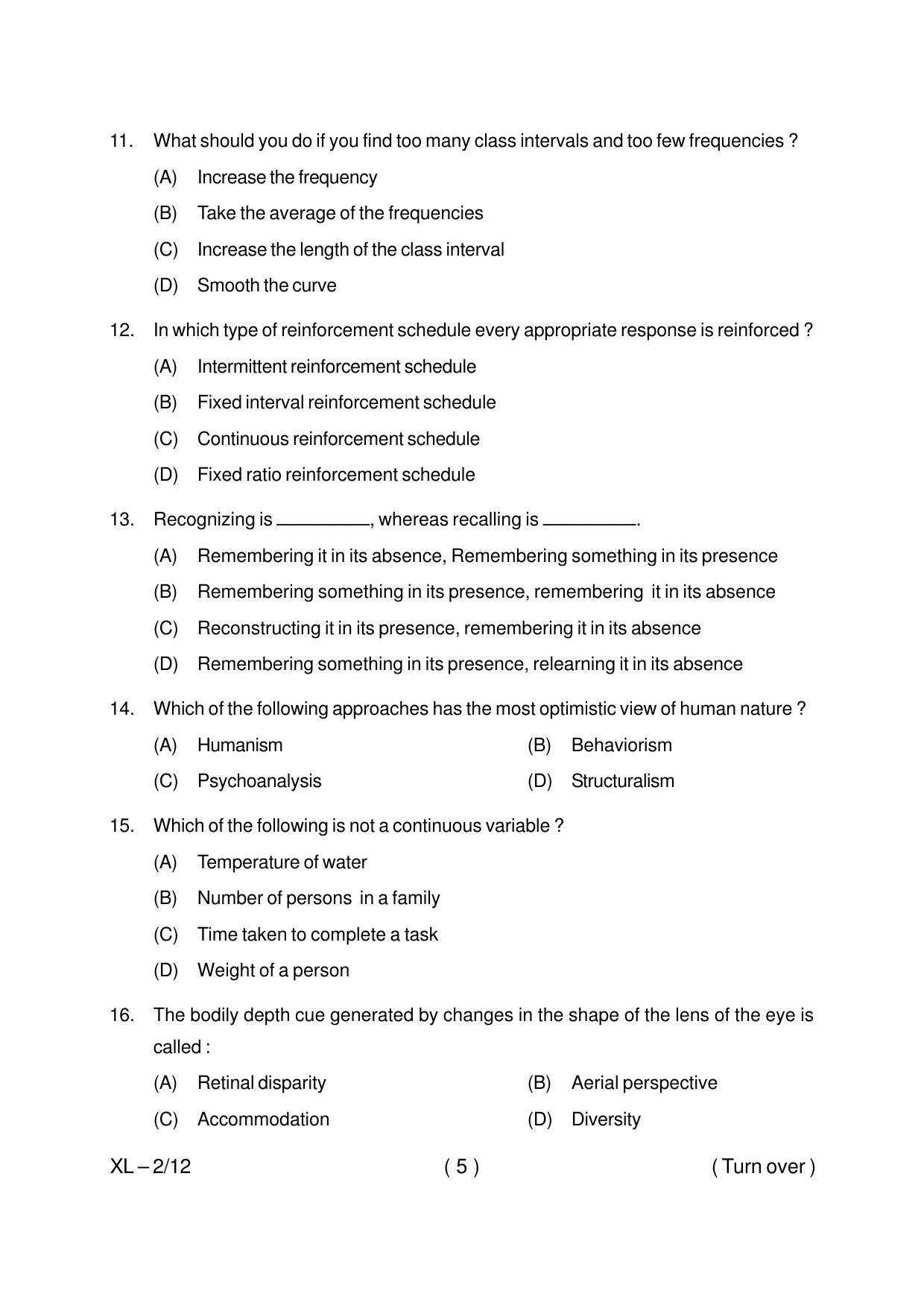 Odisha CPET PSYCHOLOGY 2020 Question Paper - Page 5