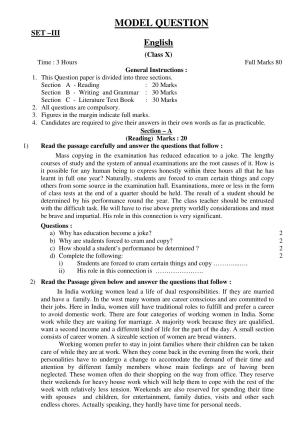 JAC Board Class 10th 2019 ENGLISH SET-3 Model Paper