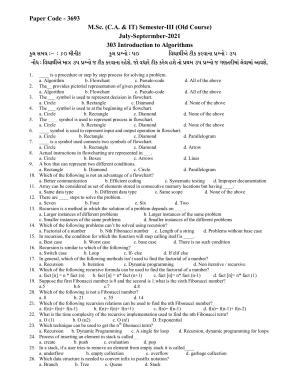 Hemchand North Gujarat University Sample Paper July-Sept 2021: M.Sc. (C.A. & IT) Semester-III  303 Introduction to Algorithms (Old Course)