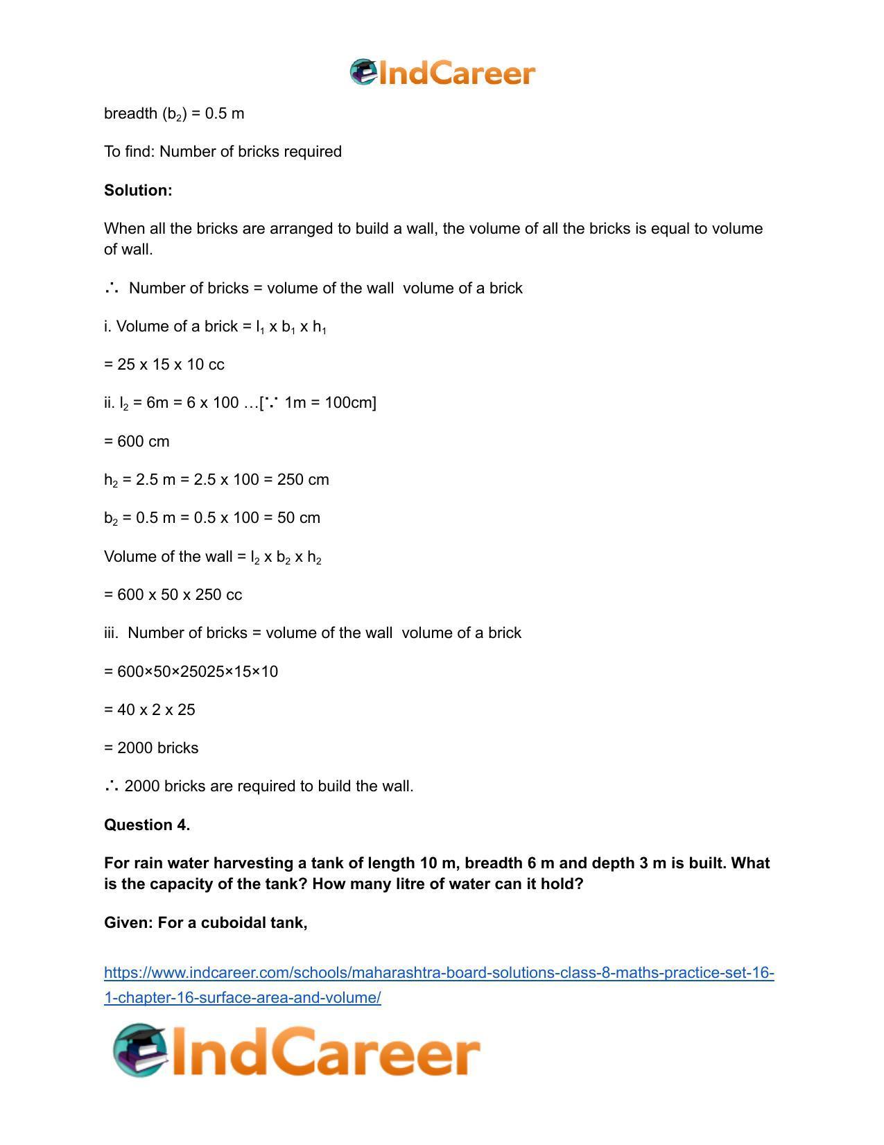 Maharashtra Board Solutions Class 8-Maths (Practice Set 16.1): Chapter 16- Surface Area and Volume - Page 4