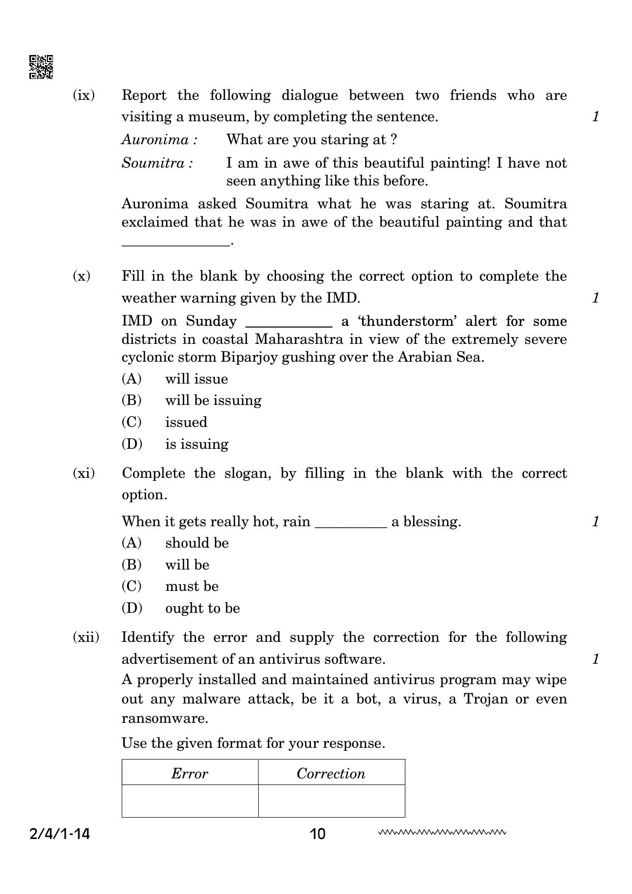 CBSE Class 10 2-4-1 English Literature 2024 Question Paper - Page 10