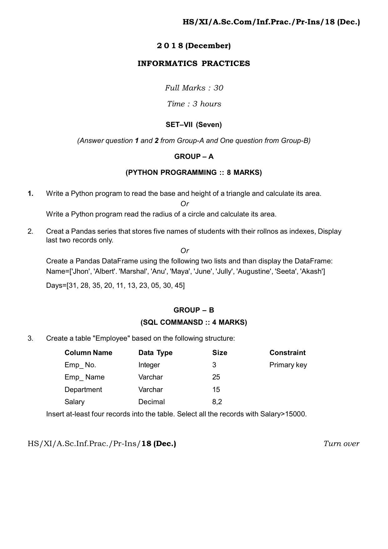 Meghalaya Board (MBOSE) Class 11 Informatics_Practical__Instruction___Practical_ 2019 Question Paper - Page 13