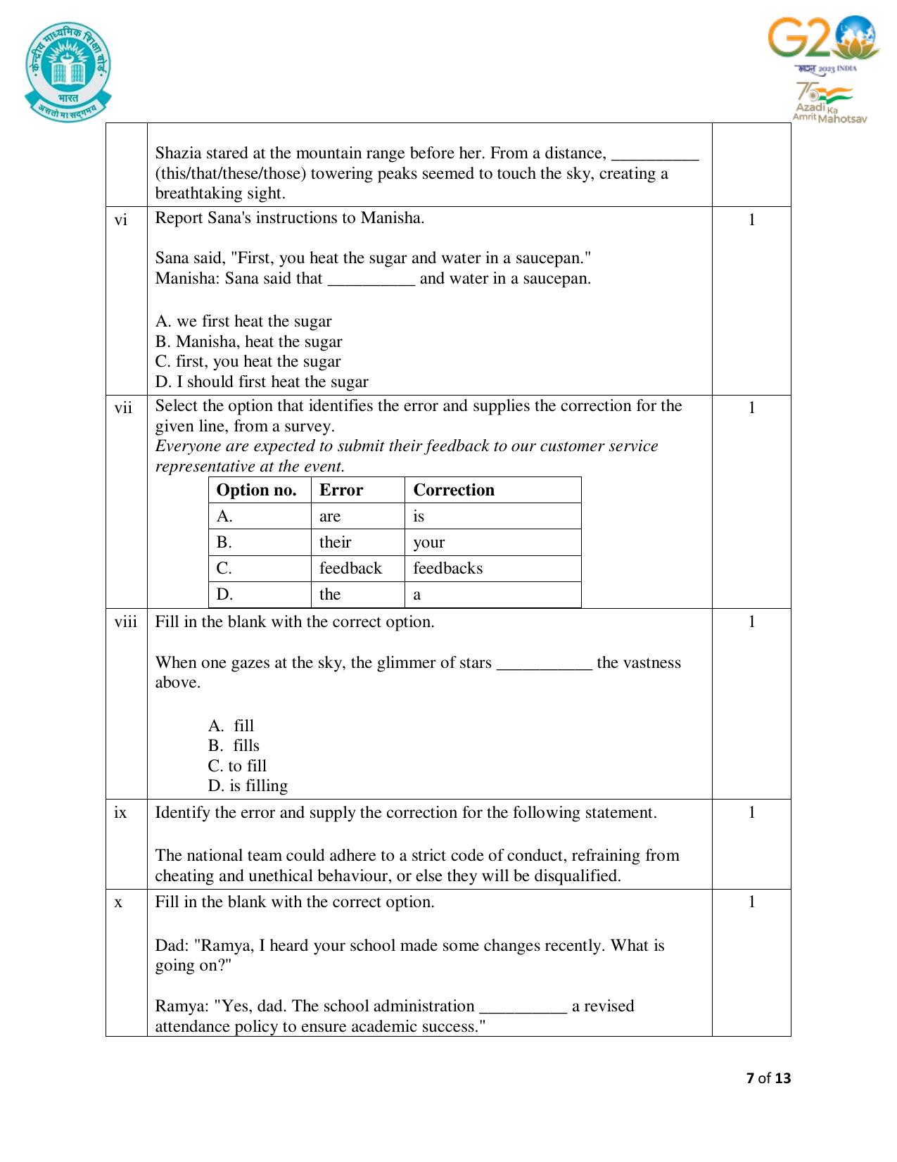 CBSE Class 10 English Set 1 Practice Questions 2023-24 - Page 7