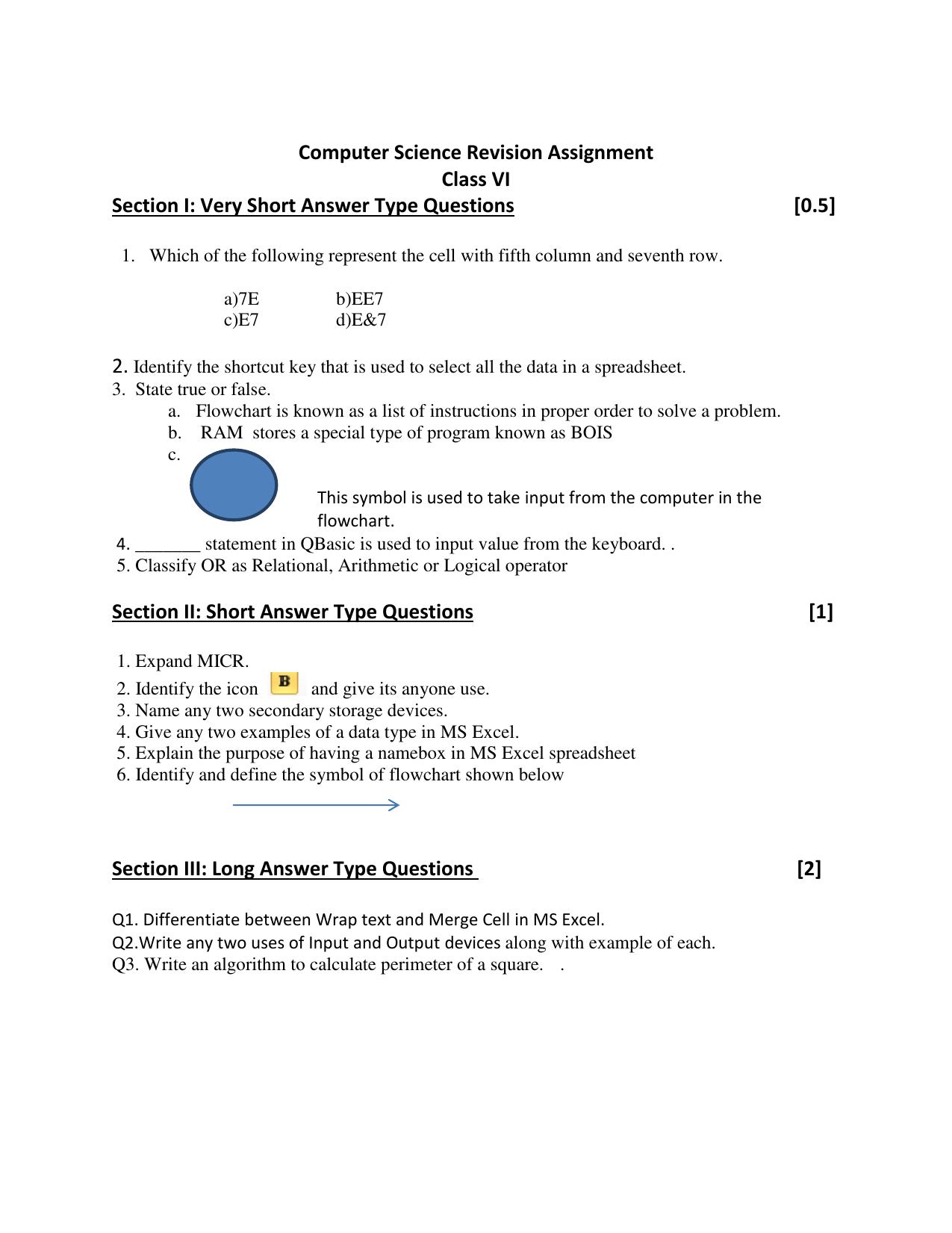 CBSE Worksheets for Class 6 Computer Science Assignment 7 - Page 1
