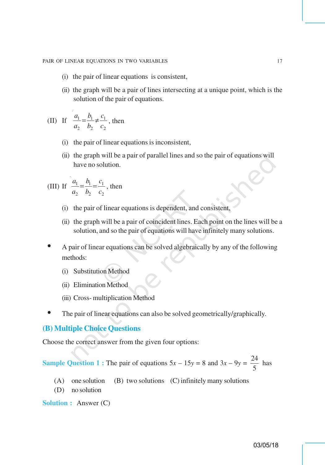 NCERT Exemplar Book for Class 10 Maths: Chapter 3 Pair of Linear Equations in Two Variables - Page 2