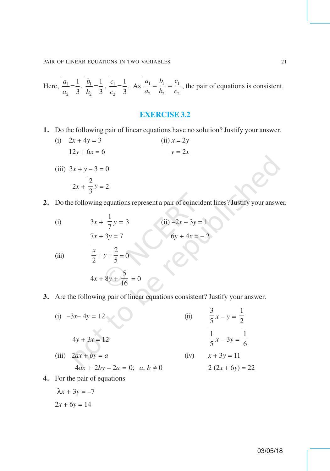 NCERT Exemplar Book for Class 10 Maths: Chapter 3 Pair of Linear Equations in Two Variables - Page 6