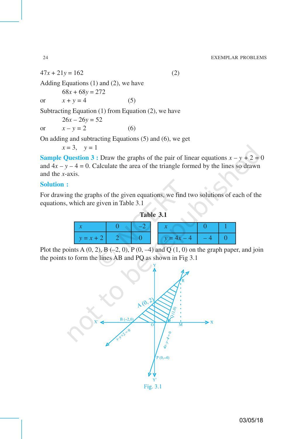 NCERT Exemplar Book for Class 10 Maths: Chapter 3 Pair of Linear Equations in Two Variables - Page 9