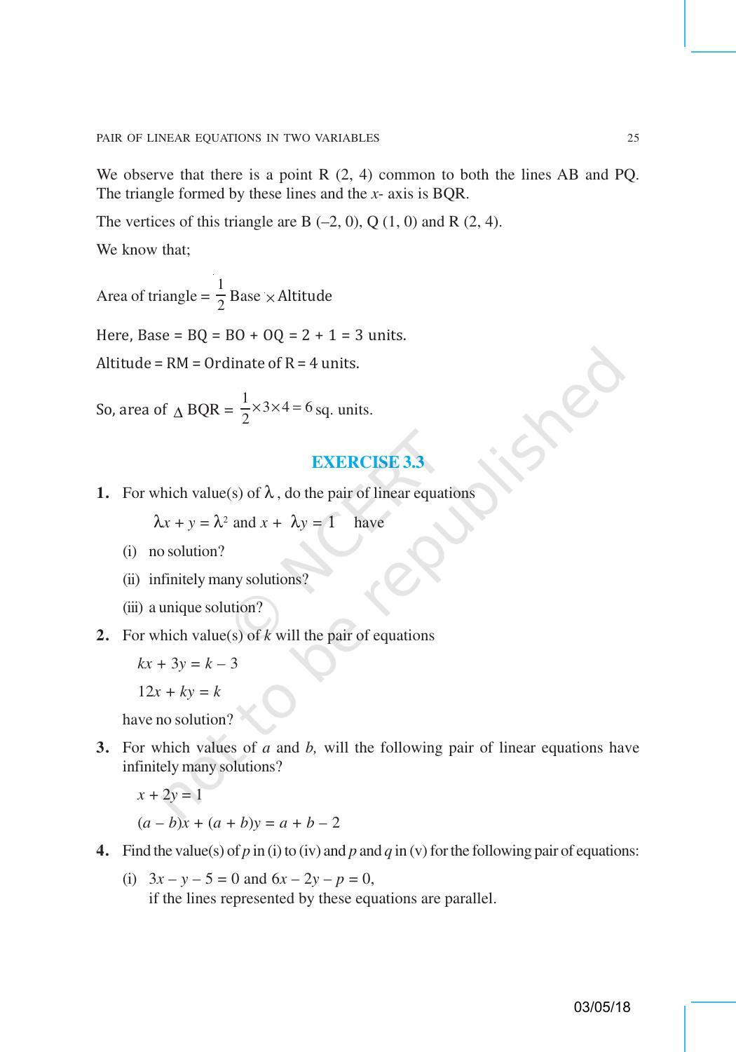NCERT Exemplar Book for Class 10 Maths: Chapter 3 Pair of Linear Equations in Two Variables - Page 10