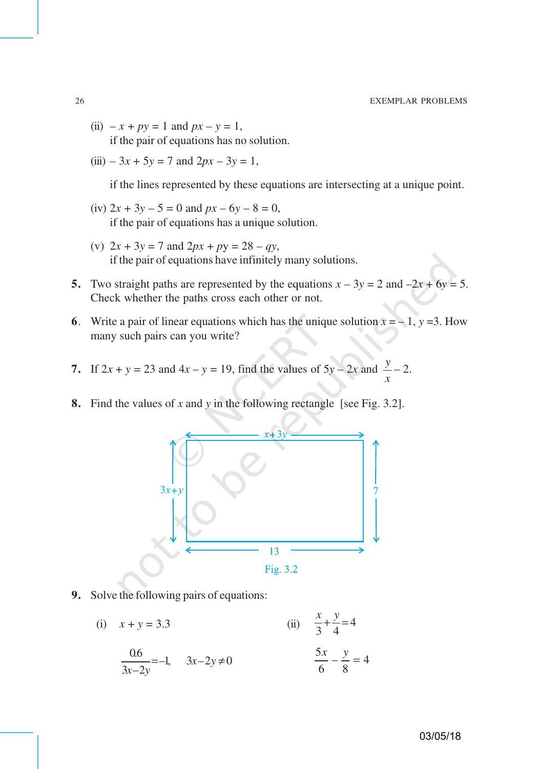 NCERT Exemplar Book for Class 10 Maths: Chapter 3 Pair of Linear Equations in Two Variables - Page 11