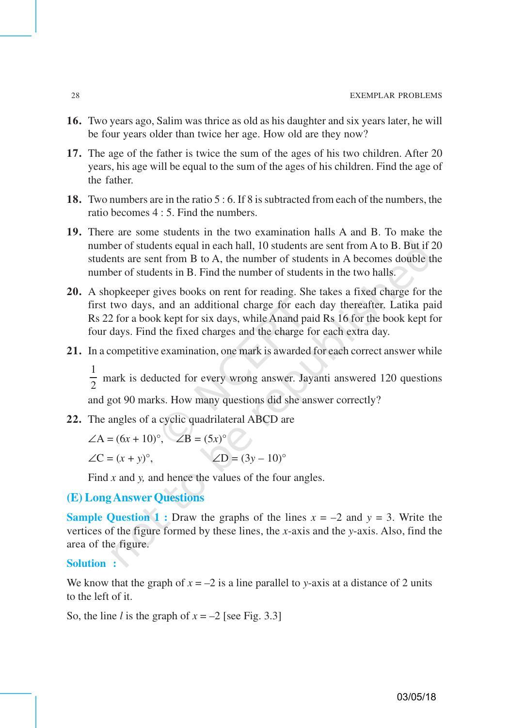 NCERT Exemplar Book for Class 10 Maths: Chapter 3 Pair of Linear Equations in Two Variables - Page 13