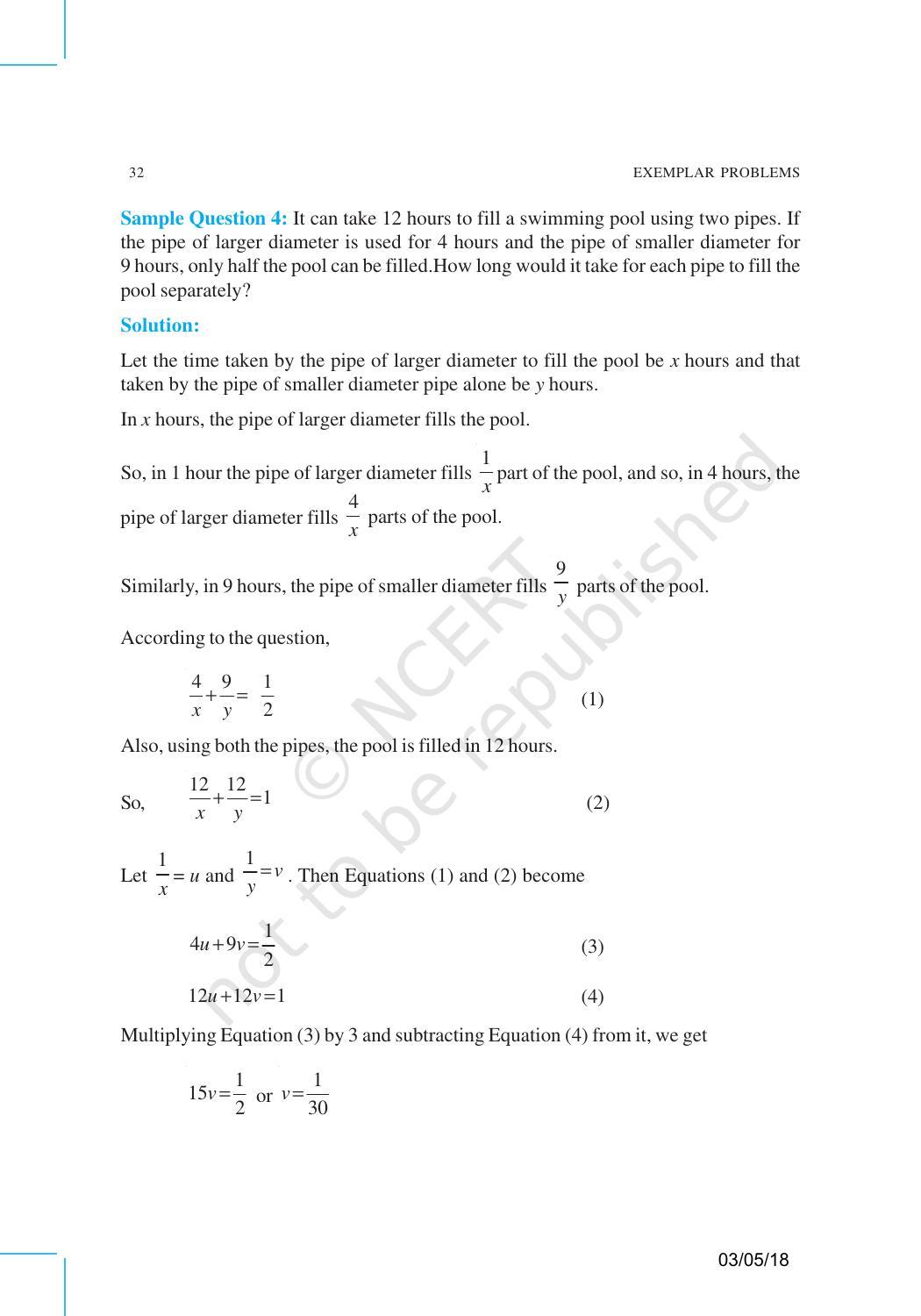 NCERT Exemplar Book for Class 10 Maths: Chapter 3 Pair of Linear Equations in Two Variables - Page 17