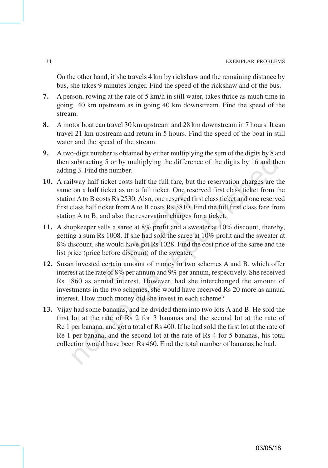NCERT Exemplar Book for Class 10 Maths: Chapter 3 Pair of Linear Equations in Two Variables - Page 19