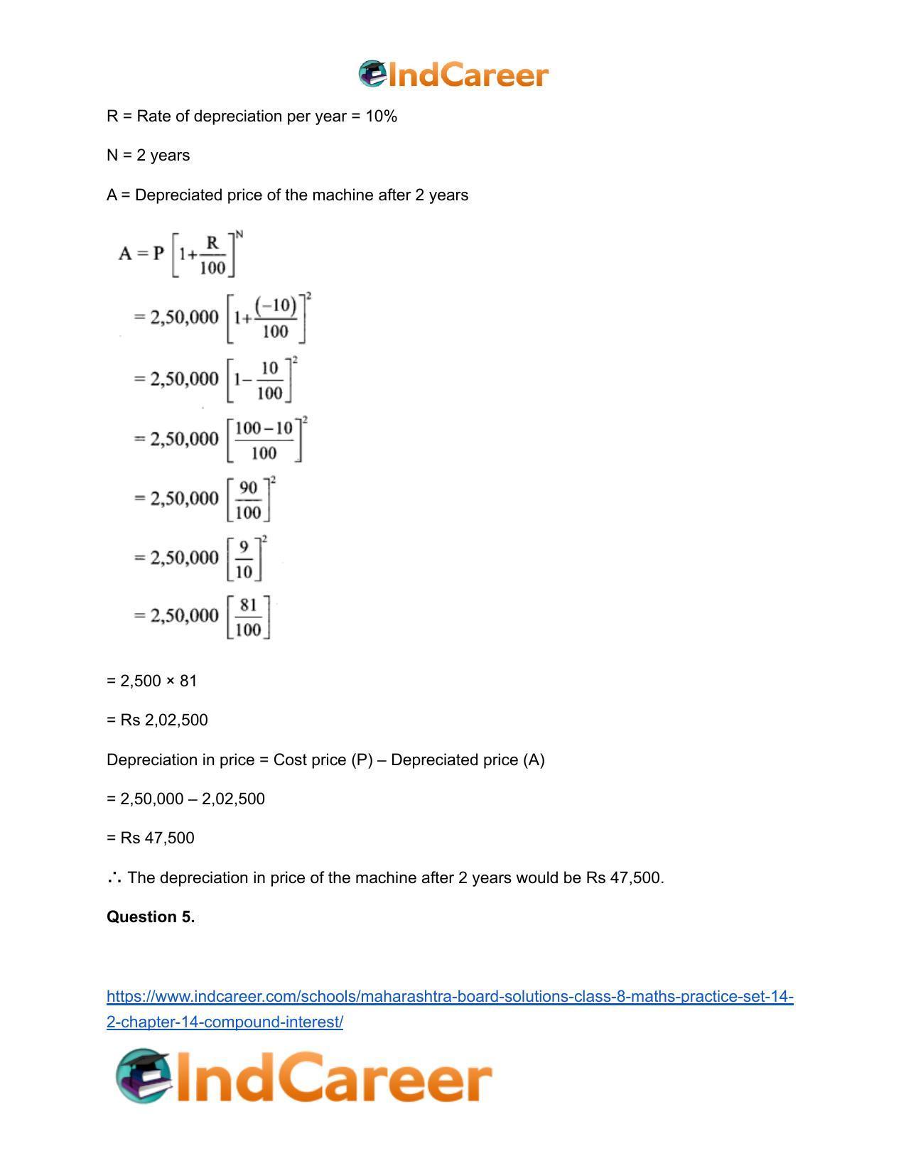 Maharashtra Board Solutions Class 8-Maths (Practice Set 14.2): Chapter 14- Compound Interest - Page 6