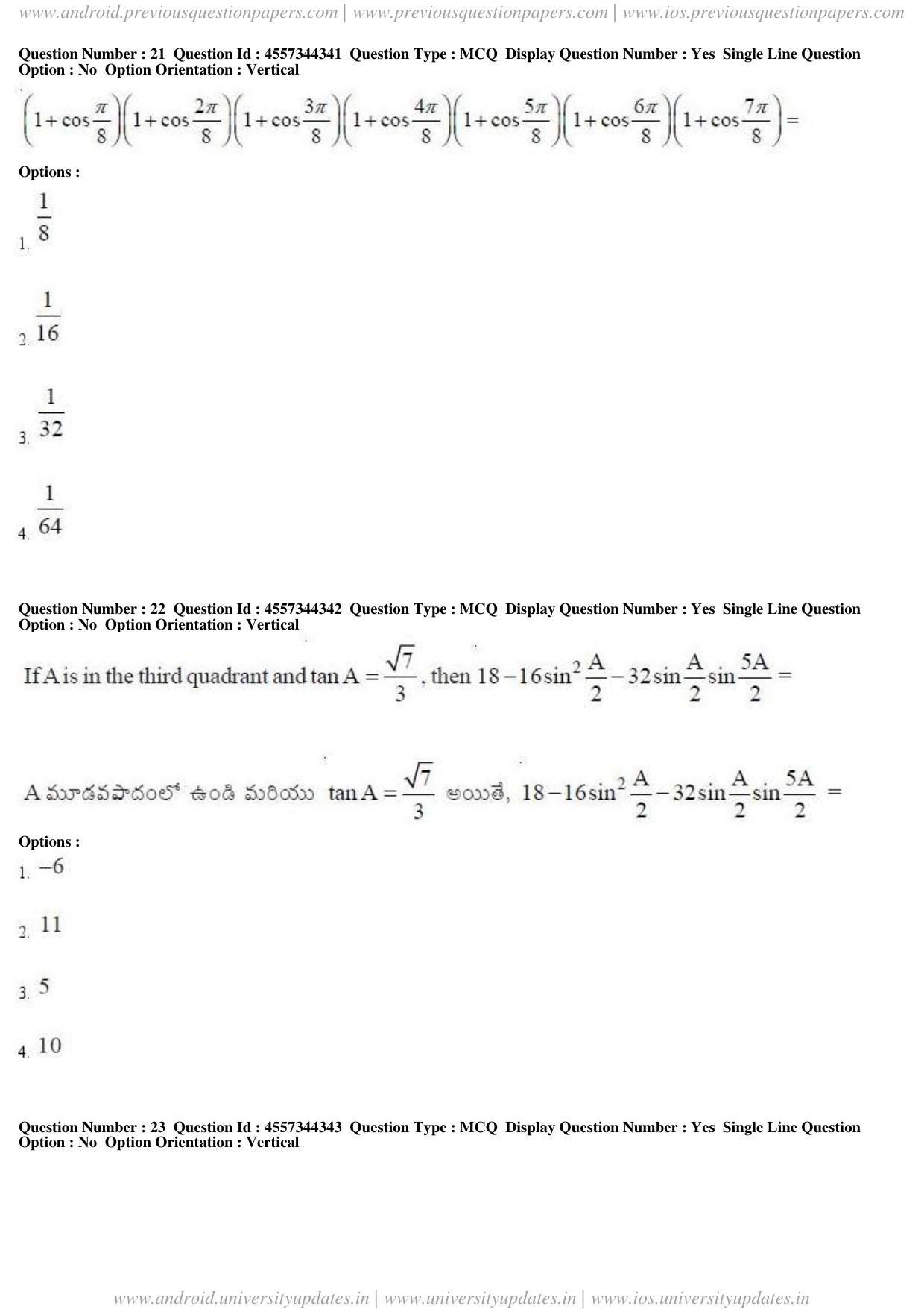 AP EAPCET 2018 - April 24, 2018 - Master Engineering Question Paper With Preliminary Keys Shift 1 - Page 12