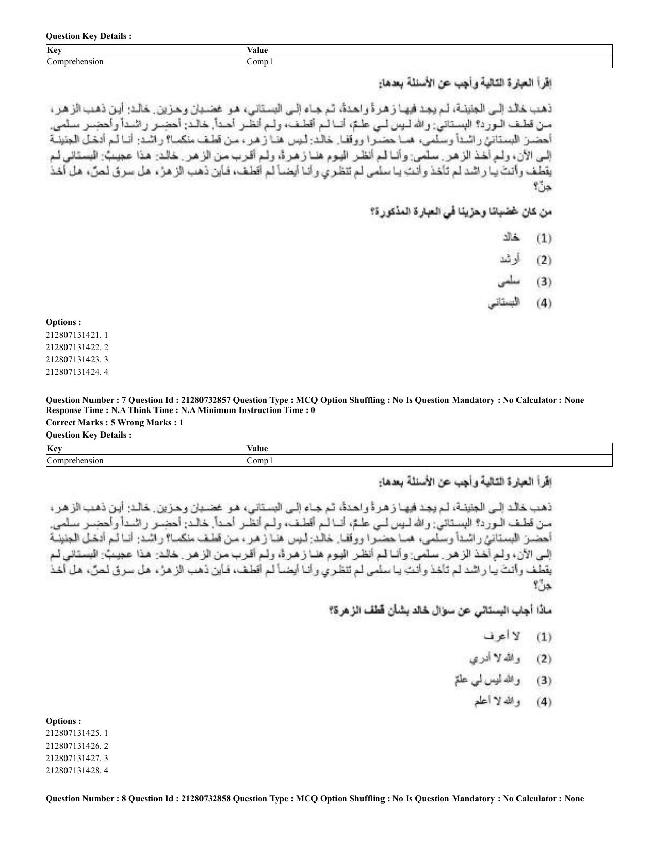 CUET 2023 English Arabic Shift 3 Question Papers - Page 7