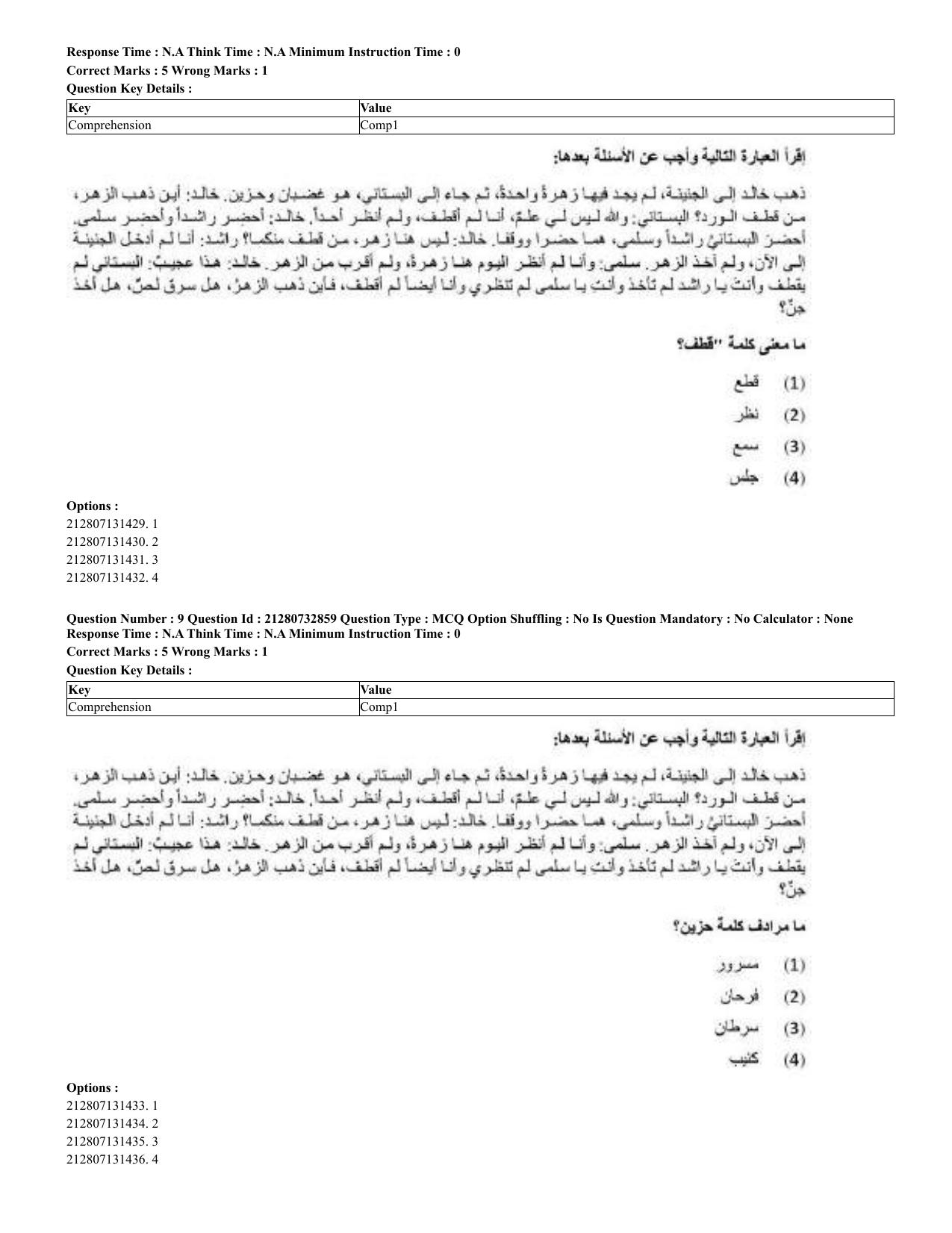 CUET 2023 English Arabic Shift 3 Question Papers - Page 8