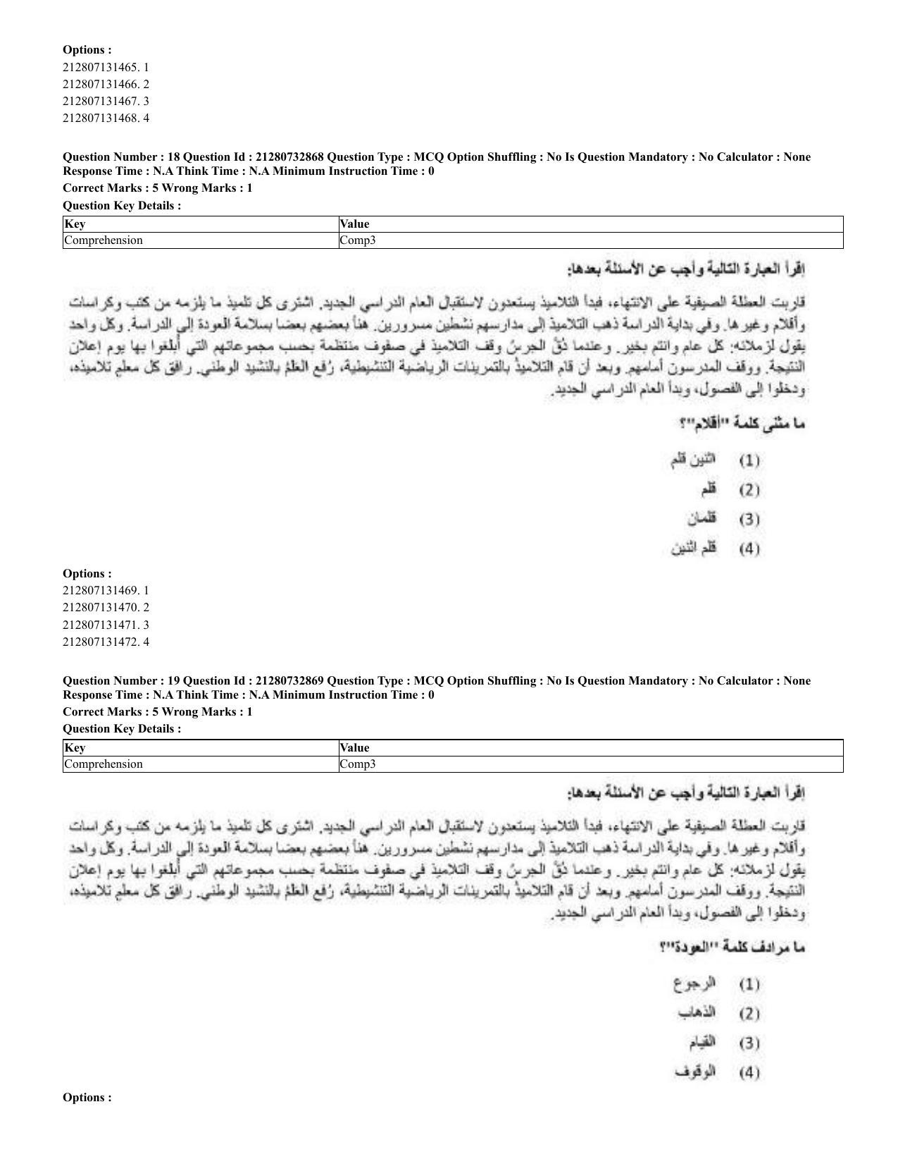 CUET 2023 English Arabic Shift 3 Question Papers - Page 13