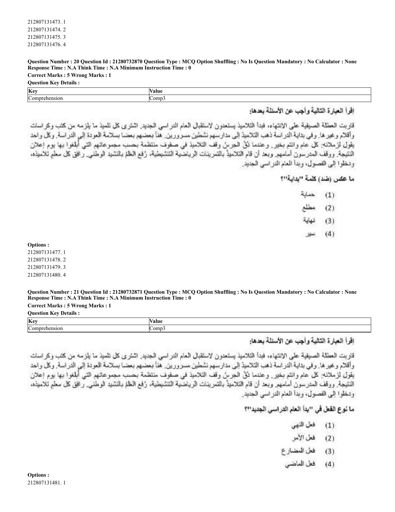 CUET 2023 English Arabic Shift 3 Question Papers - Page 14