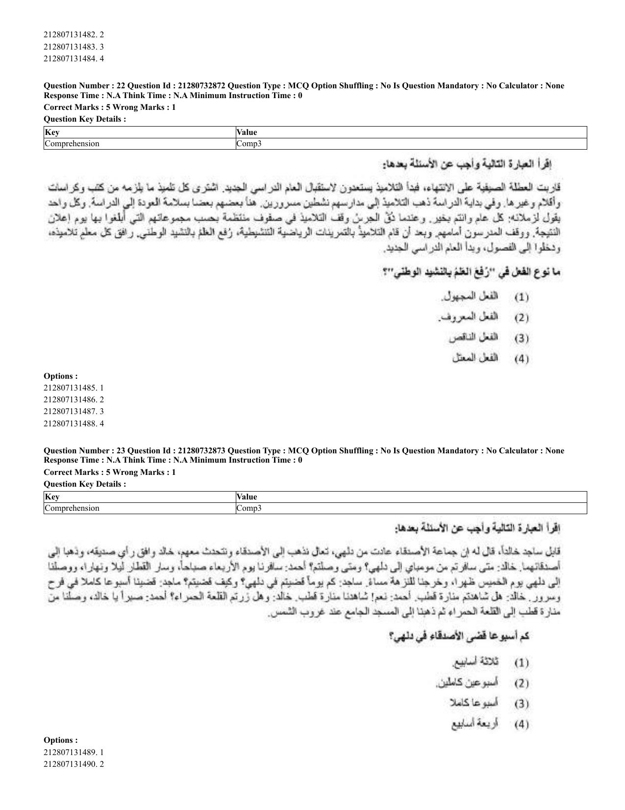CUET 2023 English Arabic Shift 3 Question Papers - Page 15