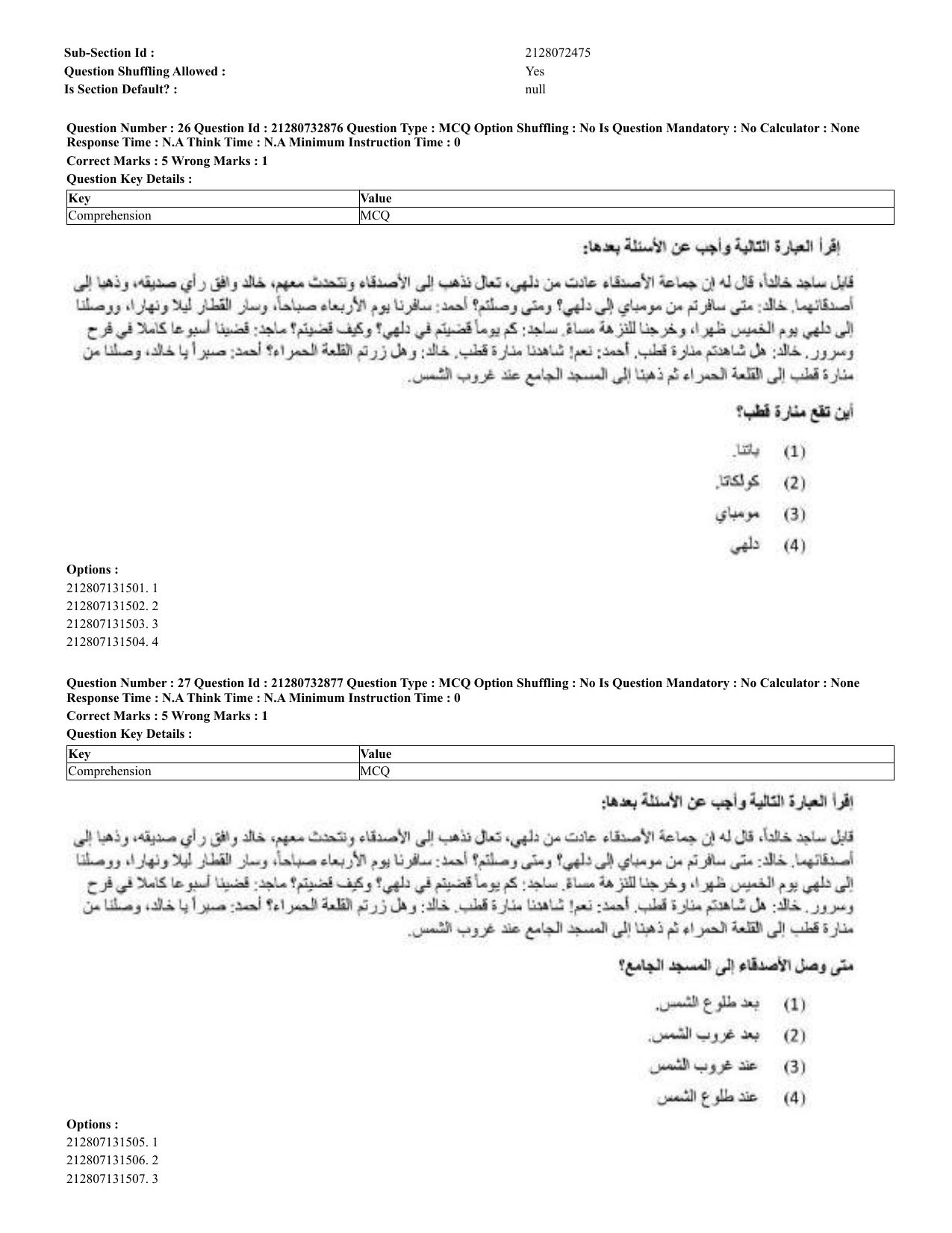 CUET 2023 English Arabic Shift 3 Question Papers - Page 17