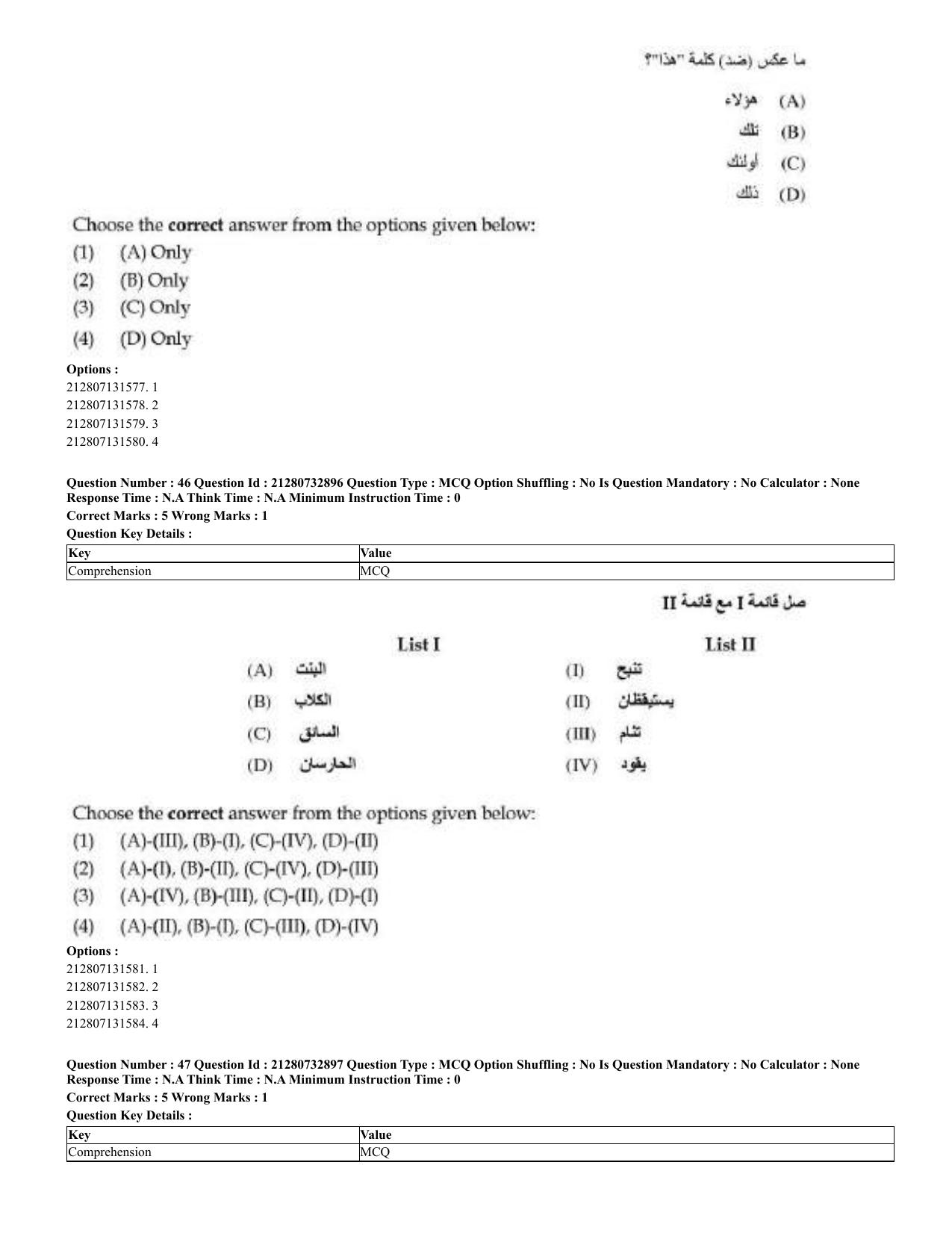 CUET 2023 English Arabic Shift 3 Question Papers - Page 26
