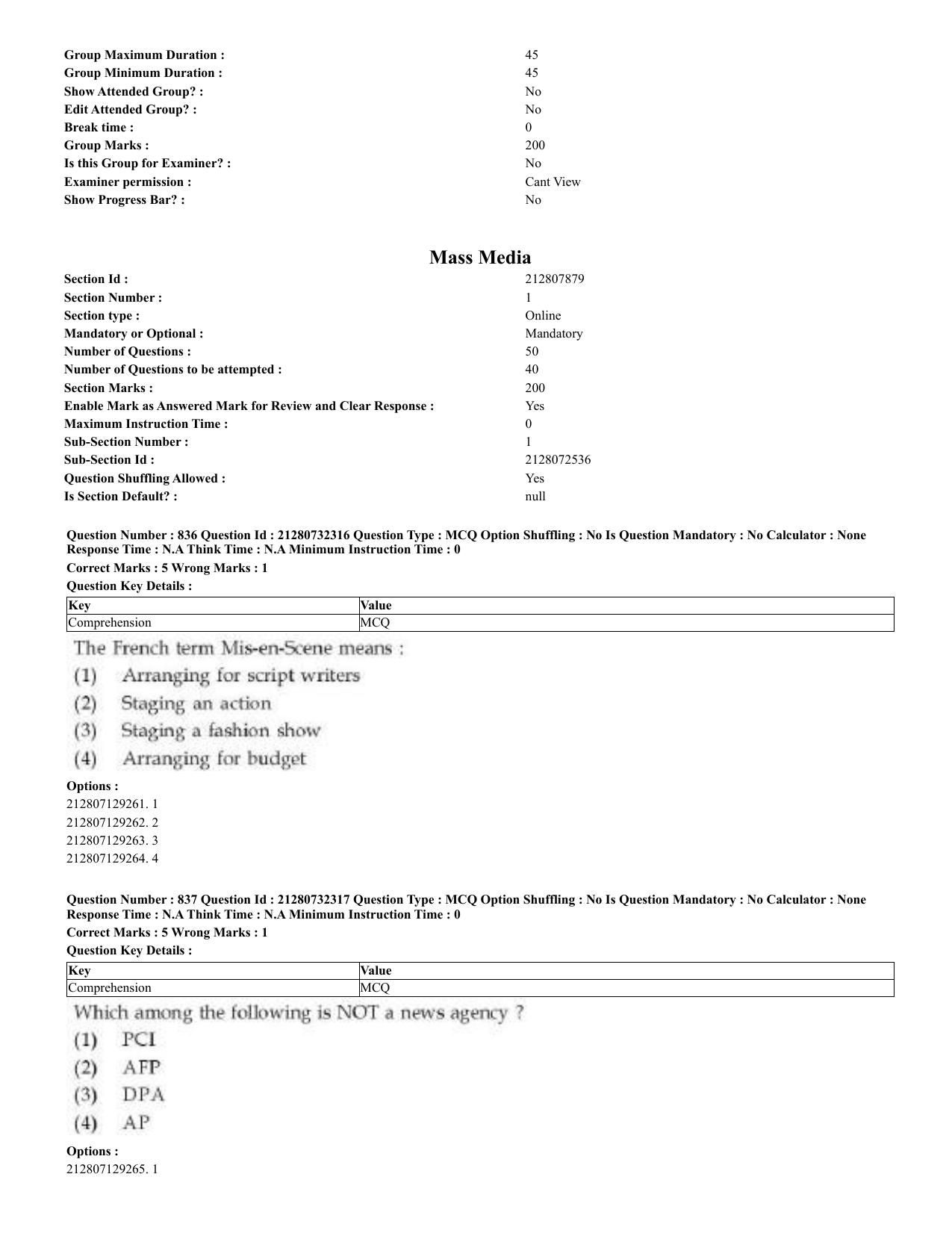 CUET 2023 English Arabic Shift 3 Question Papers - Page 409
