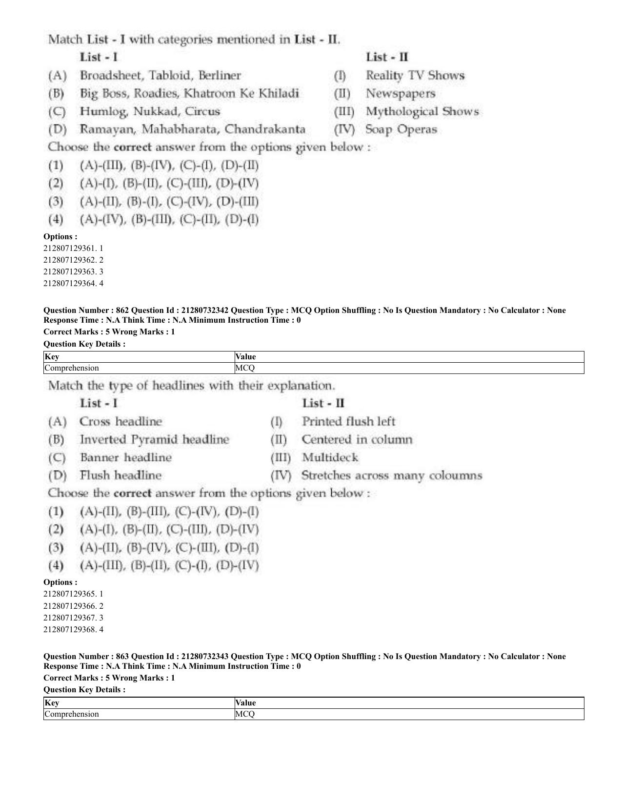 CUET 2023 English Arabic Shift 3 Question Papers - Page 419