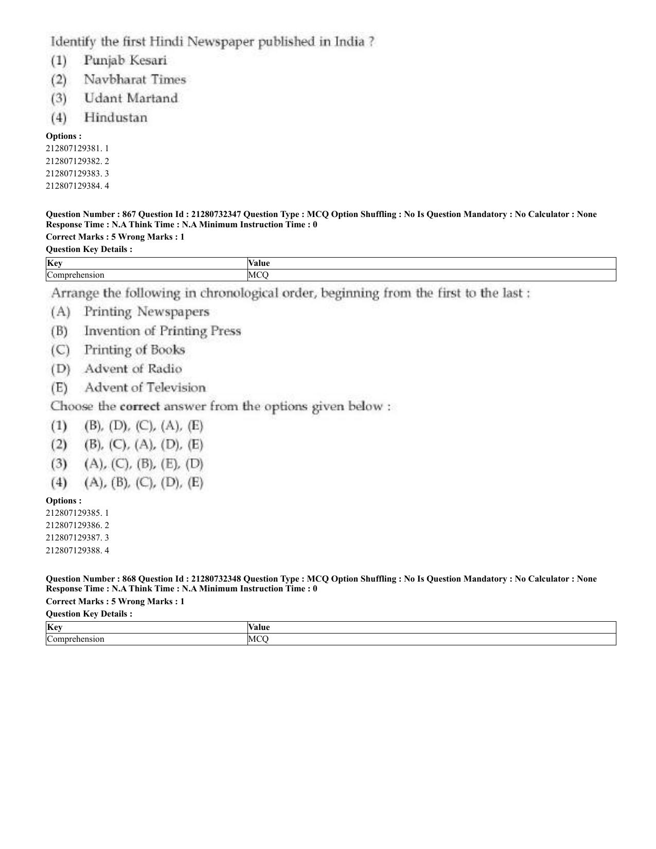 CUET 2023 English Arabic Shift 3 Question Papers - Page 421