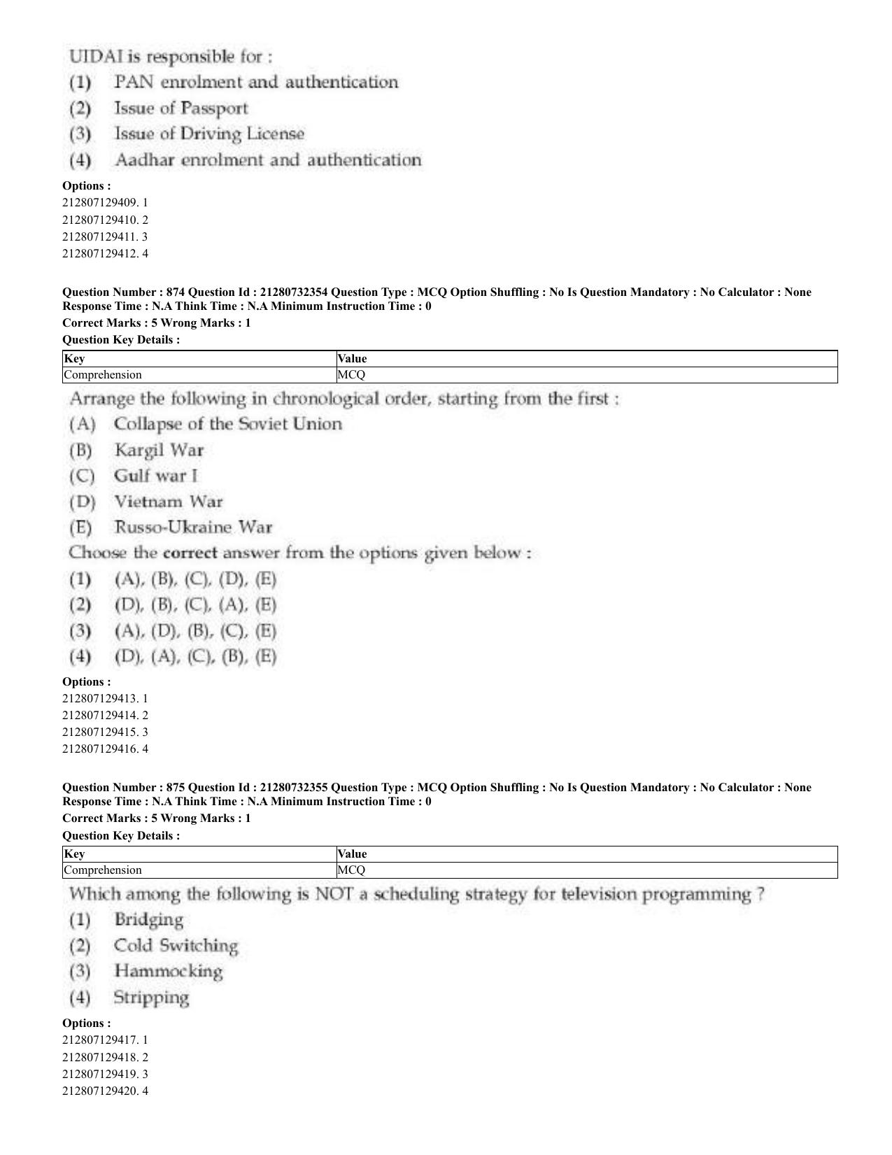 CUET 2023 English Arabic Shift 3 Question Papers - Page 424