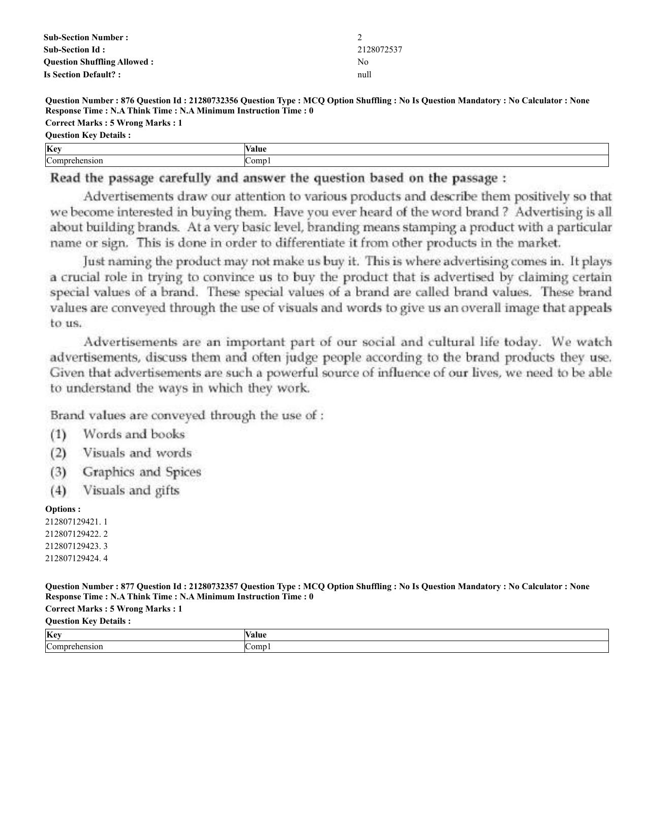CUET 2023 English Arabic Shift 3 Question Papers - Page 425